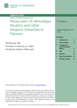 Persecution of Ahmadiyya Muslims and Other Religious Minorities in Pakistan 3