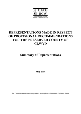 Clwyd Summary of Representations