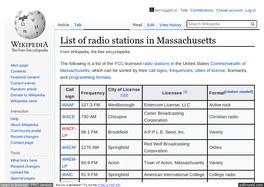 List of Radio Stations in Massachusetts