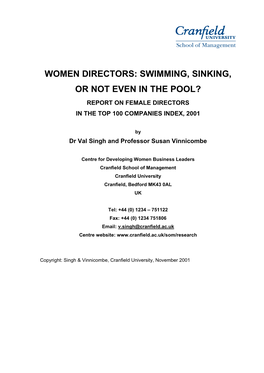 Report on the Female Ftse 100 Index, 2001