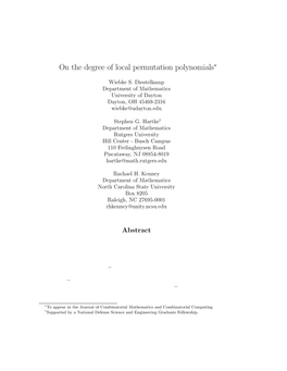 On the Degree of Local Permutation Polynomials∗