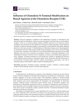 Influence of Chemokine N-Terminal Modification on Biased Agonism at the Chemokine Receptor CCR1