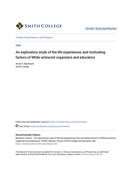 An Exploratory Study of the Life Experiences and Motivating Factors of White Antiracist Organizers and Educators