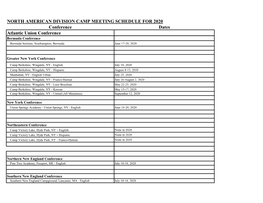 North American Division Camp Meeting Schedule for 2020