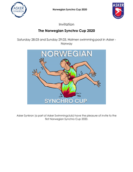 Invitation the Norwegian Synchro Cup 2020