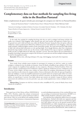 Complementary Data on Four Methods for Sampling Free-Living Ticks in The