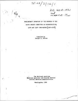 Compiled by George P. Perros the National Arcbi Ves ,N~Ional Archives and Records Service General Services Administration Washin