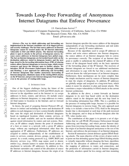 Towards Loop-Free Forwarding of Anonymous Internet Datagrams That Enforce Provenance