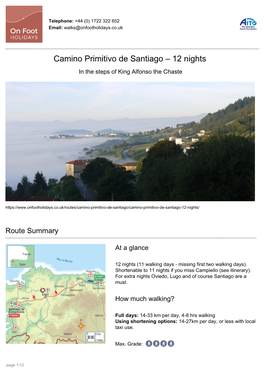 Camino Primitivo De Santiago – 12 Nights in the Steps of King Alfonso the Chaste