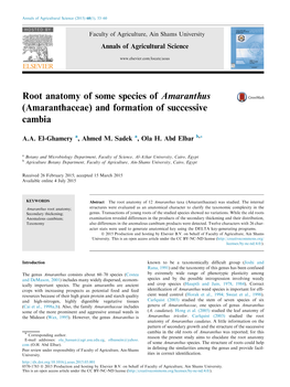 Amaranthaceae) and Formation of Successive Cambia