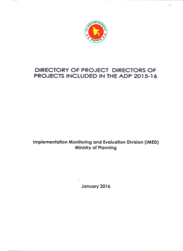Ministry/Division Wise Project Director's Profile of the Projects Included in the ADP 2015-16