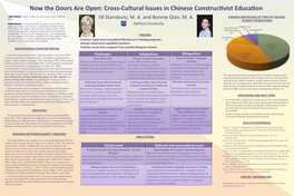 Now the Doors Are Open: Cross-Cultural Issues in Chinese Construc�Vist Educa�On