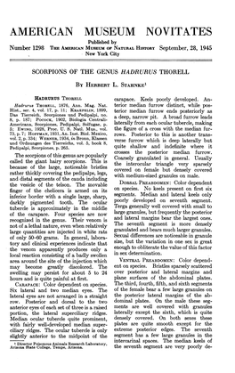 AMERICAN MUSEUM NOVITATES Published by Number 1298 the Amfnuican MUSEUM of NATURAL HISTORY September, 28, 1945 New York City