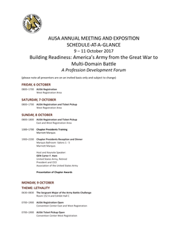 Ausa Annual Meeting and Exposition Schedule-At-A