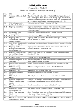 Milebymile.Com Personal Road Trip Guide Mexico State Highway #54 "Guadalajara to Colima City"