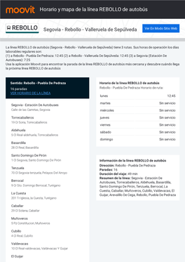 Horario Y Mapa De La Ruta REBOLLO De Autobús