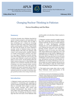 Changing Nuclear Thinking in Pakistan