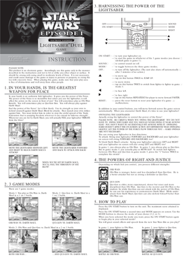 Star Wars Episode I Lightsaber Duel Instructions