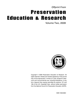 Preservation Education & Research