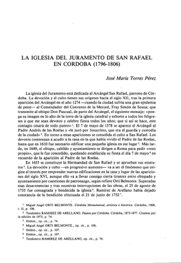 La Iglesia Del Juramento De San Rafael En Cordoba (1796-1806)