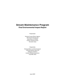 Stream Maintenance Program Final Environmental Impact Report