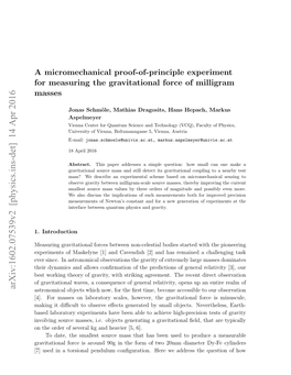 A Micromechanical Proof-Of-Principle Experiment for Measuring the Gravitational Force of Milligram Masses