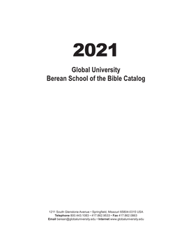 Global University Berean School of the Bible Catalog