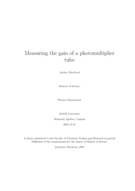 Measuring the Gain of a Photomultiplier Tube