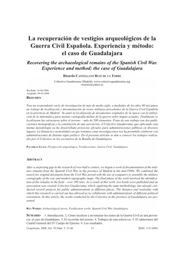 La Recuperación De Vestigios Arqueológicos De La Guerra Civil Española