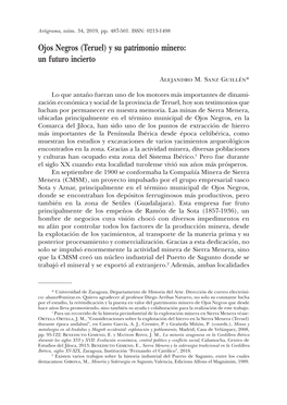 Ojos Negros (Teruel) Y Su Patrimonio Minero: Un Futuro Incierto