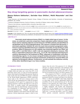 Key Drug-Targeting Genes in Pancreatic Ductal Adenocarcinoma