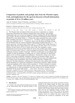 Comparison of Geodetic and Geologic Data from the Wasatch Region, Utah