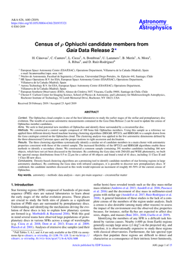 Census of Ρ Ophiuchi Candidate Members from Gaia Data Release 2? H