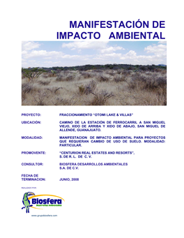 Manifestación De Impacto Ambiental