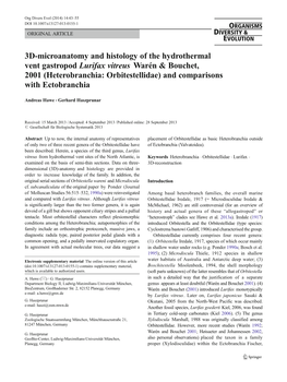 3D-Microanatomy and Histology of the Hydrothermal Vent Gastropod