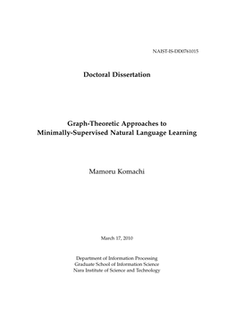 Doctoral Dissertation Graph-Theoretic Approaches to Minimally
