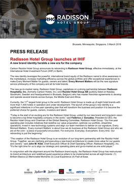 PRESS RELEASE Radisson Hotel Group Launches at IHIF