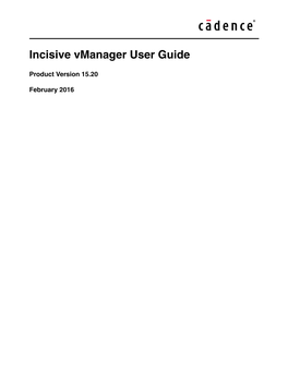 Incisive Vmanager User Guide