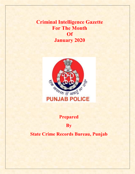 Criminal Intelligence Gazette for the Month of January 2020
