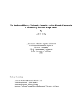 The Sandbox of History: Nationality, Sexuality, and the Historical Impulse in Contemporary Polish LGBTQ Culture by Jodi C