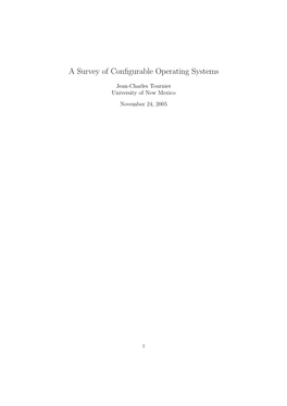 A Survey of Configurable Operating Systems