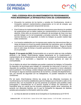 Comunicado Trabajos Programados Para El 24 De Agosto Del 2020