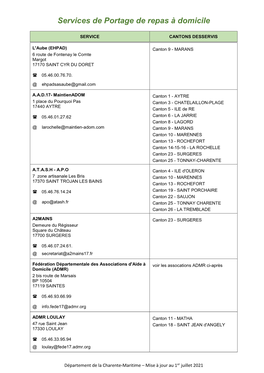 Services De Portage De Repas À Domicile