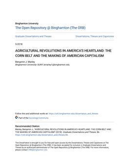 Agricultural Revolutions in America's Heartland: the Corn Belt and The