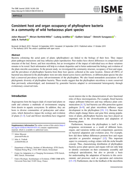 Consistent Host and Organ Occupancy of Phyllosphere Bacteria in a Community of Wild Herbaceous Plant Species