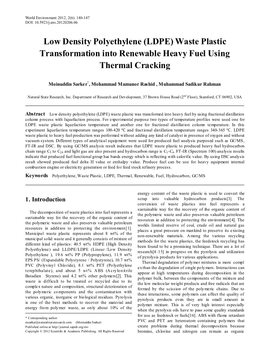 Polyethylene, Waste Plastic, LDPE, Thermal, Renewable, Fuel, Hydrocarbon, GC/MS