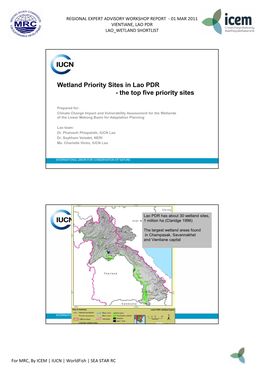 Wetland Priority Sites in Lao PDR - the Top Five Priority Sites