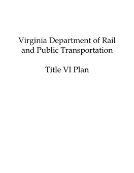 Virginia Department of Rail and Public Transportation Title VI Plan