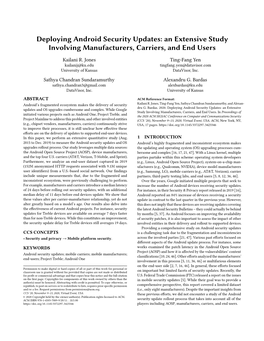 Deploying Android Security Updates: an Extensive Study Involving Manufacturers, Carriers, and End Users