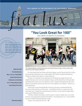 “You Look Great for 100!” DOE LIBRARY CELEBRATES ITS CENTENNIAL